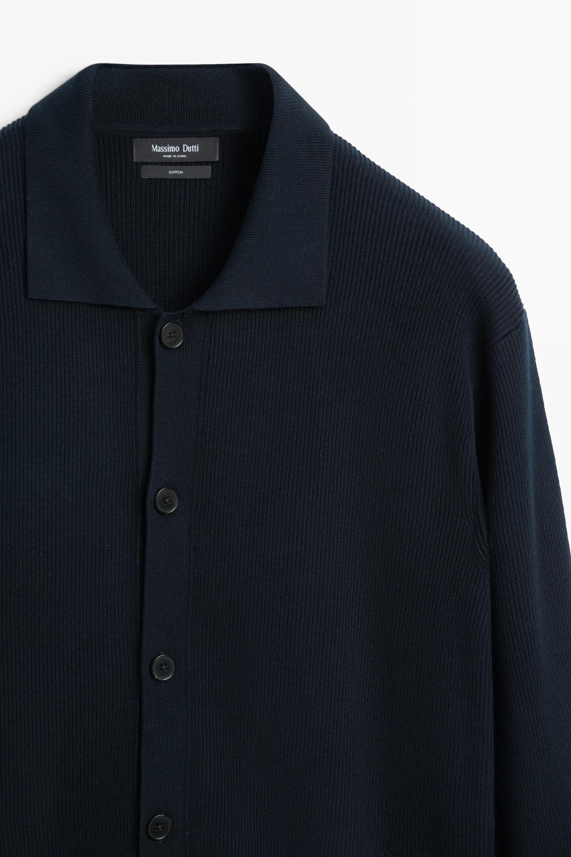 Cardigan en maille 100 % coton à col polo